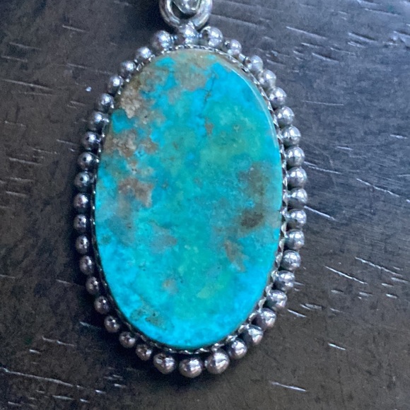 Turquoise Sterling Silver Oval Pendant - Picture 3 of 3